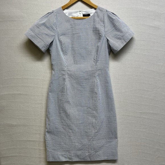 J. Crew Seersucker Classic Sheath Lined Dress Short Sleeve Women's 10 - Picture 1 of 9